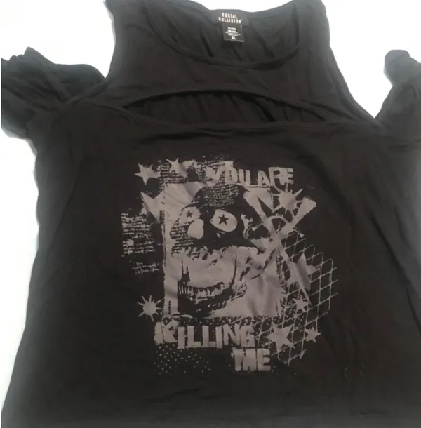 Hot Topic Skull off the shoulder blouse - Image 3