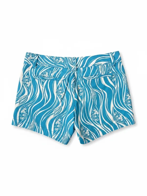 Lilly Pulitzer Callahan Shorts Wavy‎ Fish Print Blue White 4 - Image 2