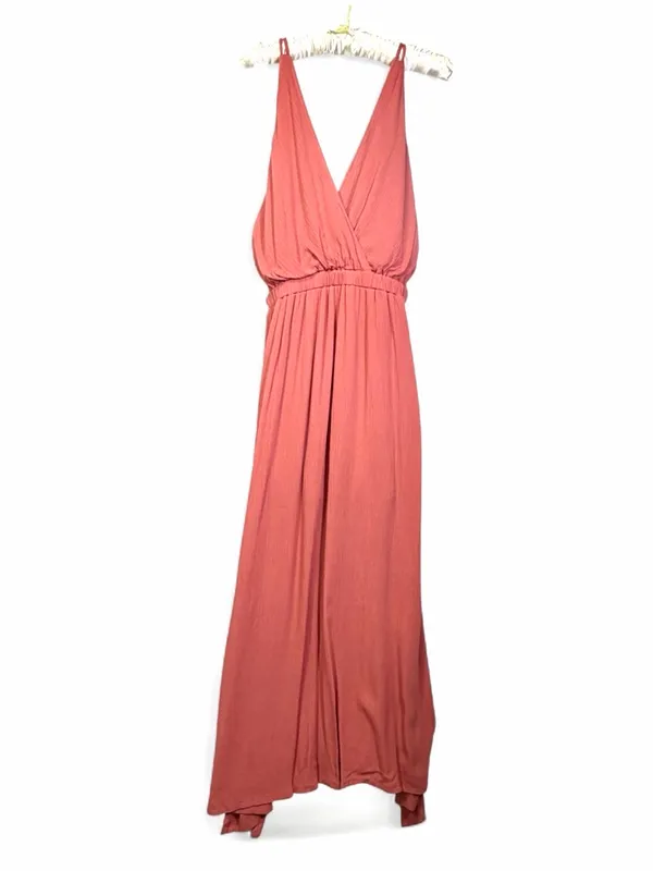 LULUS Women’s Lost In Paradise Rusty Rose V-neck Maxi Dress Size Medium - Image 4