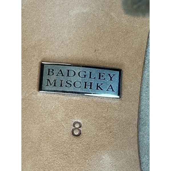 Badgley Mischka Peep Toe Booties Women 8 Taupe Suede Lace Up Stiletto Heel - Image 7