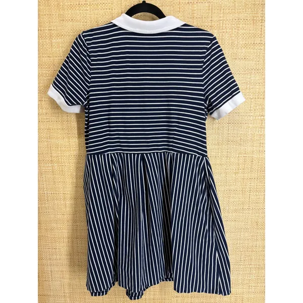 ModCloth Striped Polo Dress Womens XL Navy Blue White Short Sleeve Preppy - Image 6