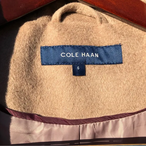 COLE HAAN WOOL BLEND FULLY LINED COAT WITH SHAWL HOOD and POCKETS SIZE 6 - Image 4