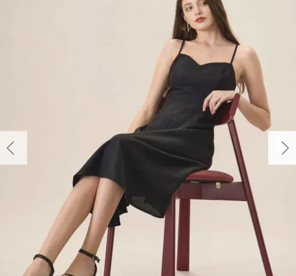 RIHOAS The Black Sweetheart Neck Slip Midi Dress 22 - Image 3