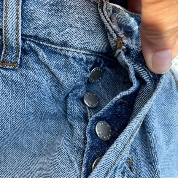 We The Free Women’s Shorts Blue Denim Button Fly Cut Off Distressed Size 26 - Image 9
