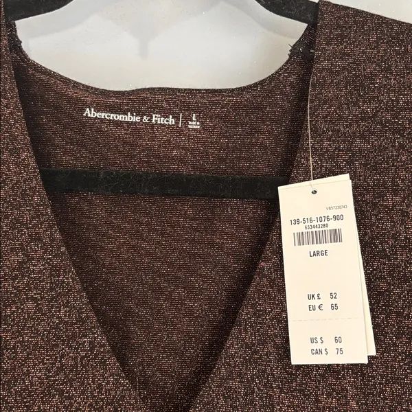 NWT Abercrombie & Fitch Metallic Brown Top, Large - Image 5