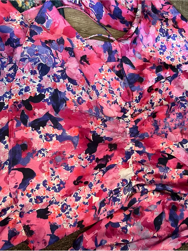 Zara purple and pink printed dress - Image 3