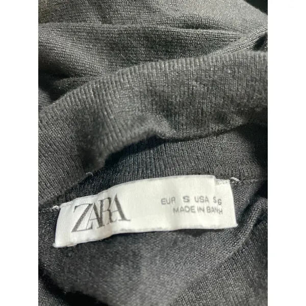 Zara Women's Black Turtle Neck Long Sleeve Slim Sweater Basic Tee T-Shirt Top S - Image 5