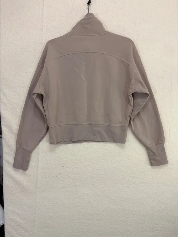 Women’s M Taupe Old Navy Active 1/4 Zip Cropped Fleece Pullover - Image 3