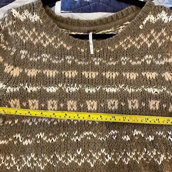 FREE PEOPLE Through the Storm Fair Isle Sweater Size S/P Small Medium Oversized - Image 7