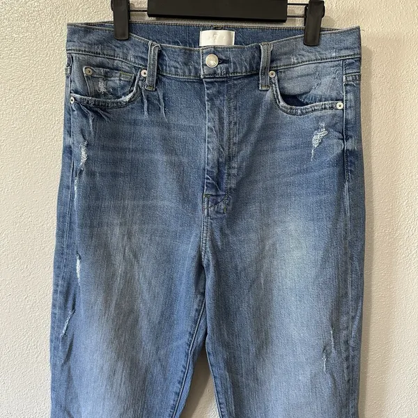7 For All Mankind Ultra High Rise Dojo‎ Flare Jeans Womens Size 31 Light Wash - Image 2