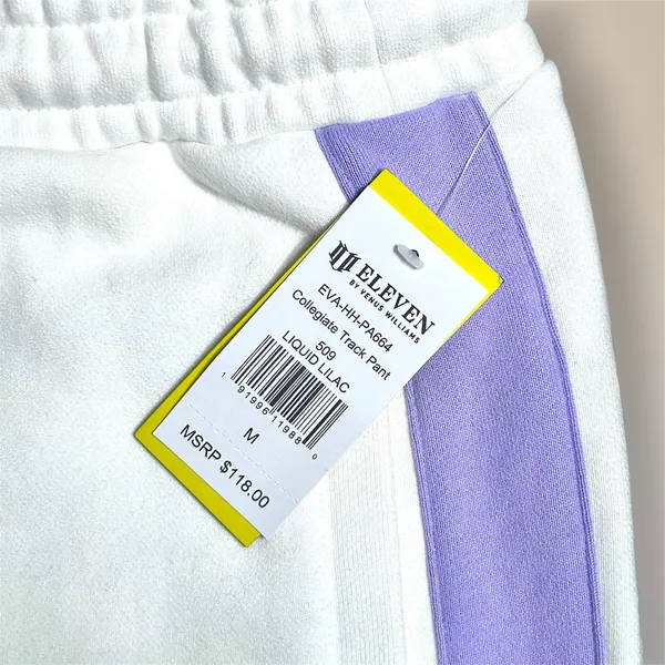 NWT EleVen Venus Williams M White Purple Embroidered Heavyweight Fleece Joggers‎ - Image 7