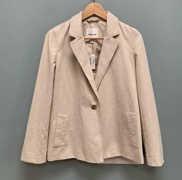 Madewell Cotton-Linen Beige Summer Blazer Jacket S - Image 2