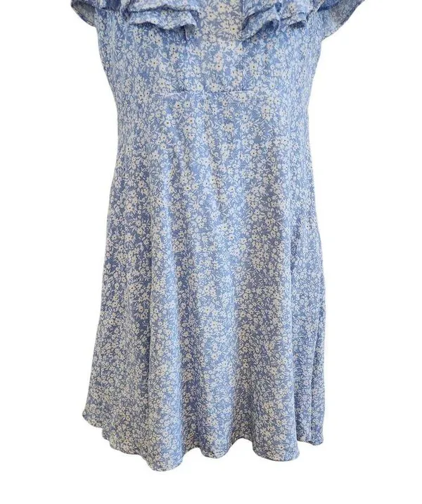 Altar'd State Floral Double V-Neck Flutter Sleeve Mini Dress Blue Size Medium - Image 7