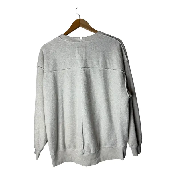 Aerie The Chill Cozy‎ Crew Sweatshirt Women XS Cream Smiley Face Distressed - Image 3