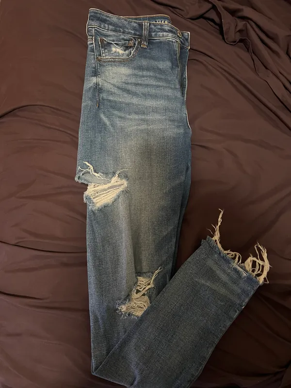 American Eagle Outfitters Ripped Blue Skinny Jeans - Image 2