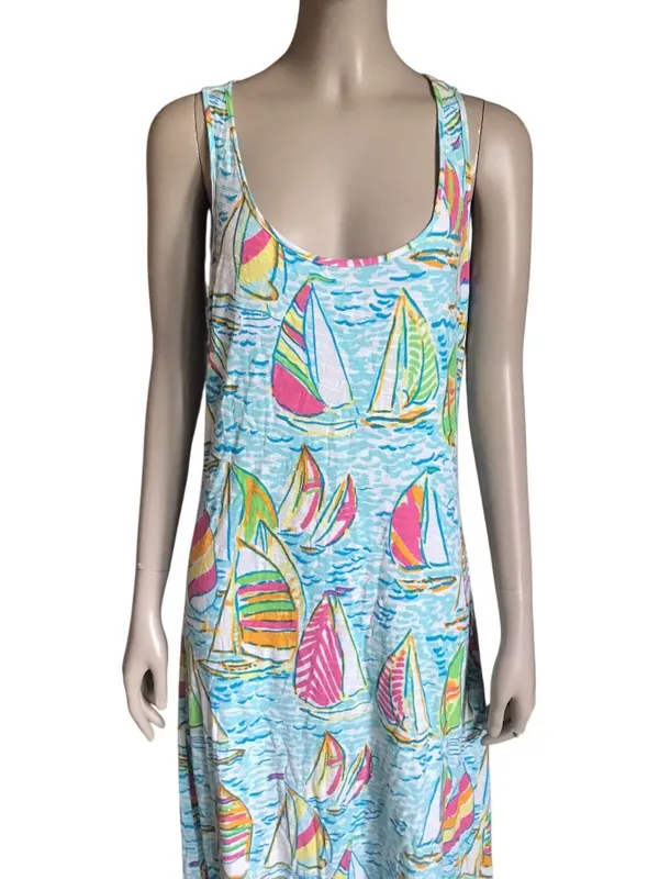 Lilly Pulitzer Blue Sail Boat Maxi Dress - Image 3