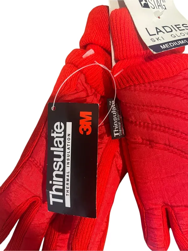 NWT White Stag Thinsulate Ladies Ski Gloves Medium/Large Red - Image 3
