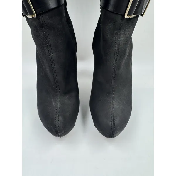 Herve Leger Runway High Heel Boots Suede/Leather Black 35.5 EU 5 US - Image 3