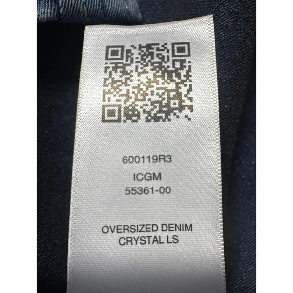 True Religion Oversized Denim Crystal LS Shirt Medium Wintry‎ Wash 600119 XL - Image 7