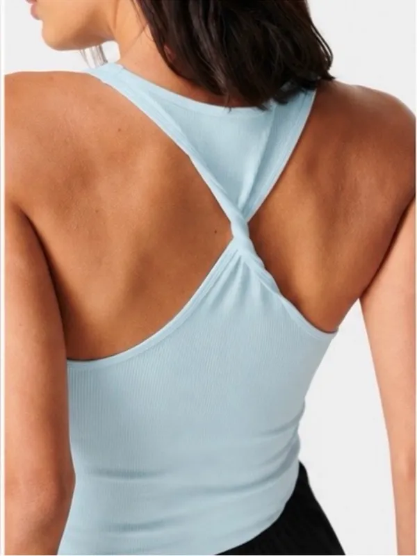 Sweaty Betty Ribbed Racerback Tank Top Blue Workout Yoga Pilates Size 8 - Image 9