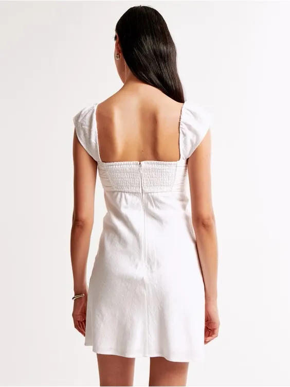 Abercrombie & Fitch A&F Emerson Cap Sleeve Mini Dress Linen White Medium NEW - Image 2