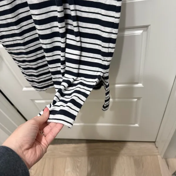 J. Crew Navy Blue and White Short Sleeve T-Shirt Midi Dress Large Nautical - Image 6