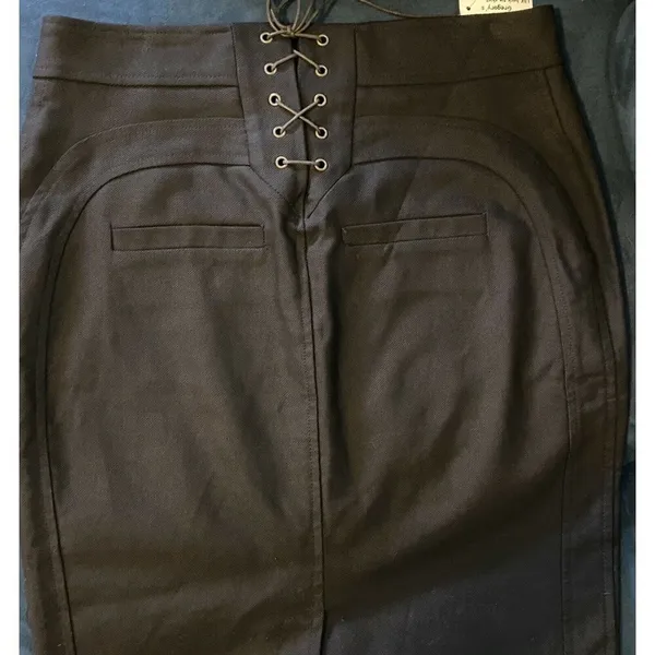 $495 NWT VTG Lou Barok Paris LBK 38 6/8 Corset Tie Skirt Pencil Black Midi - Image 3