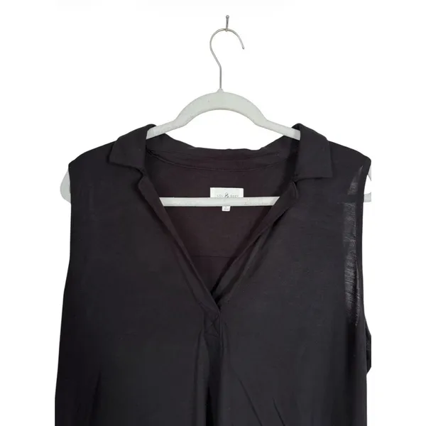 Lou & Grey Womens Sz L Black Sleeveless Stretch Pullover Top Shirt Collared - Image 2