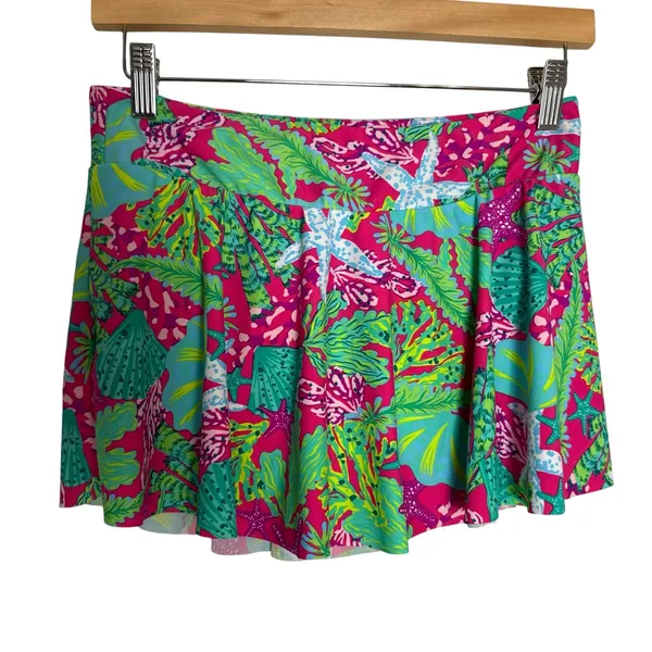 Stella Parker Pink Green Starfish Print 2 Piece Halter Swim Skirt Bikini Set M - Image 11
