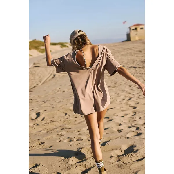 Free People Movement Women's Hot Shot Tee Romper Mocha Latte Size Small NWT - Image 3