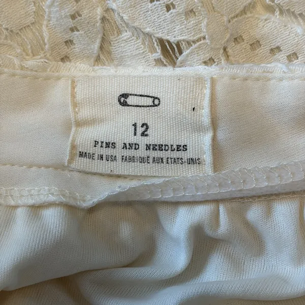 Pins And needles Size‎ 12 Lace Cream Mini Skirt Zipper Back Liner Feminine Girly - Image 4