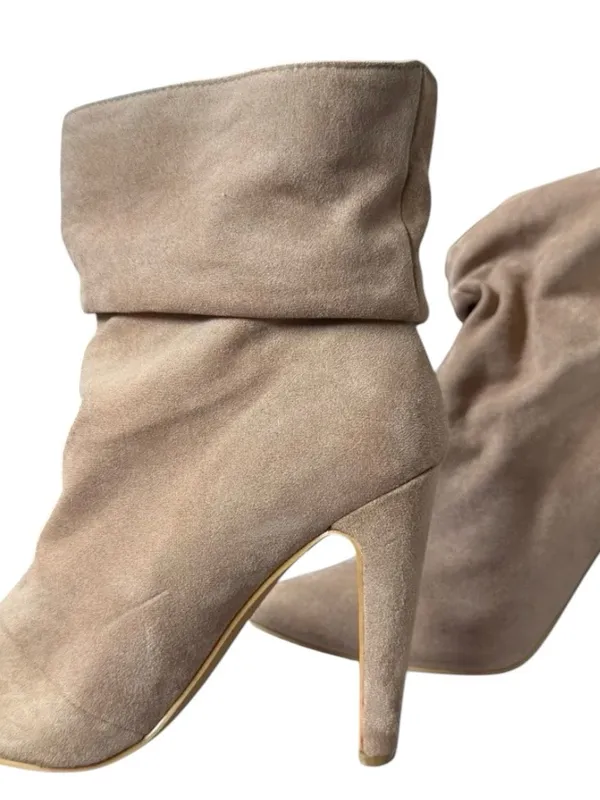 So Me Blush Suede Slouch Heeled Ankle Boot Size 7.5 Worn ONCE - Image 2