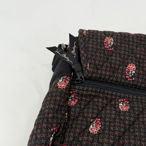 Vera Bradley Messenger Bag Brown Houndstooth Paisley‎ Quilted Laptop Crossbody - Image 5