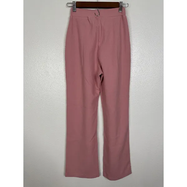 Comfrt Waffle Knit Lounge Pants Pink Wide Leg High Waisted XXS Loungewear - Image 2
