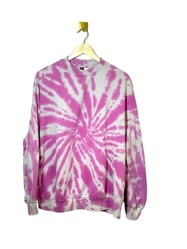 H&M Pink Tie Dye Oversized Sweatshirt Crewneck Lounge Pullover S - Image 5