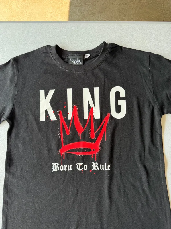 Popular Sports Youth Boys Black KING Graphic T-Shirt – Size M (8–10) - Image 2