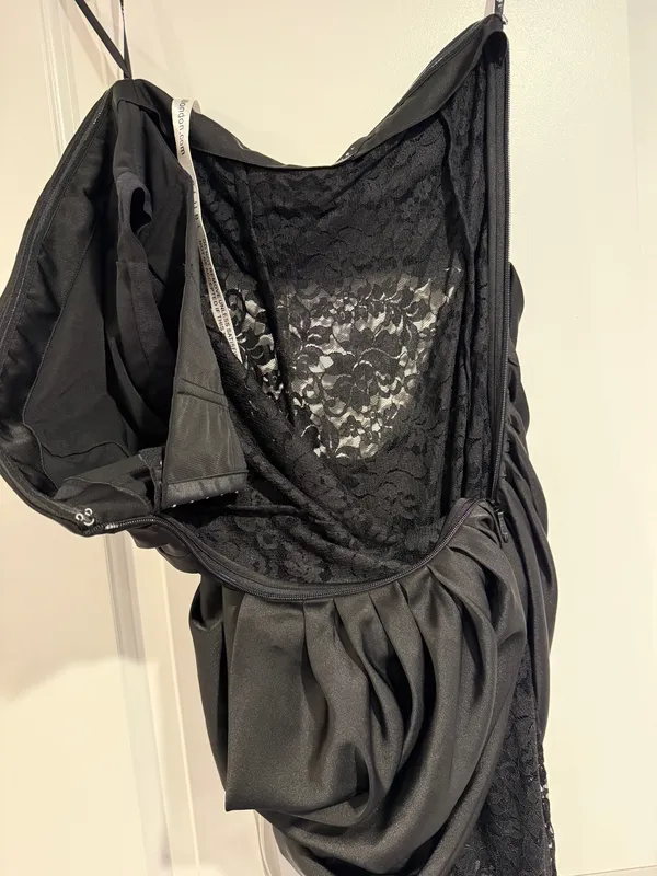 Club L London Black Lace And Satin Bandeau Maxi Dress US 2 NWT Coquette LBD - Image 5