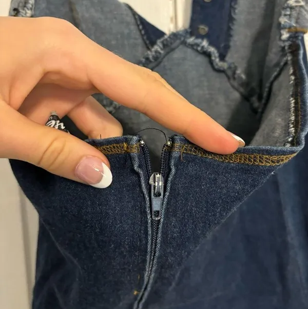 Vintage Dark Wash Denim Mini Dress - Image 7