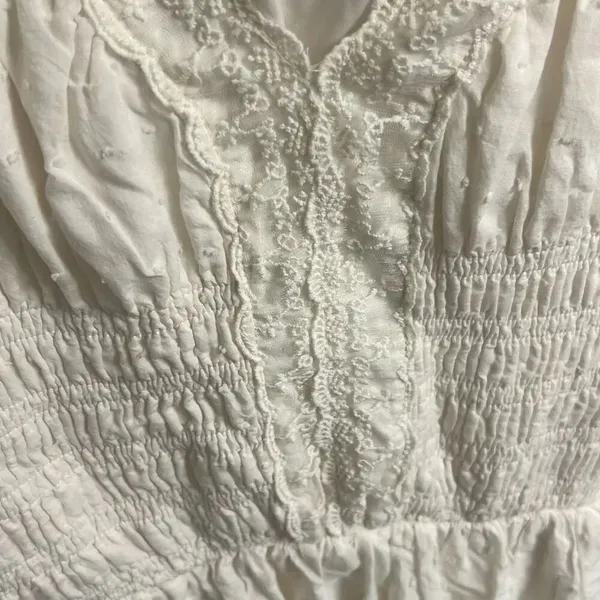 ✨Anna-Kaci Lace Cap Sleeve Lace Trim Ruffle Flared Hem Maxi Cream Sz S Dress✨ - Image 9