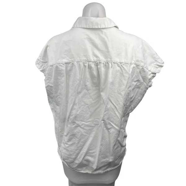 Madewell Women's White Button Up Short Sleeve Collar Shirt Blouse Top Size S - Image 2