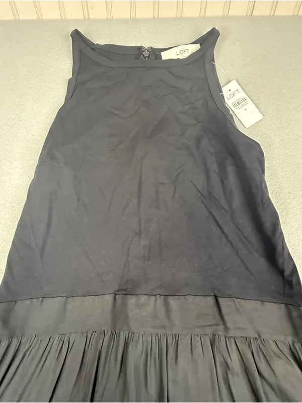 LOFT Black Sleeveless Drop Waist Midi Dress NWT 8 - Image 3