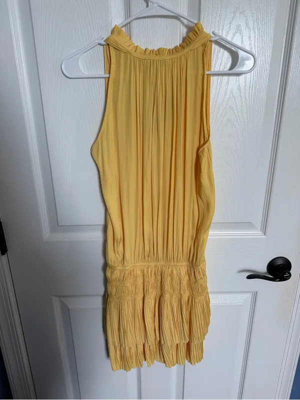 NWT Current Air Los Angeles Stripe Pleated Mini Marigold Tiered Dress XS - Image 3
