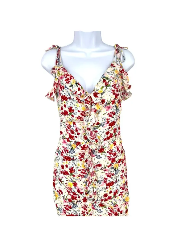 ASTR The Label Ditsy Floral Coquette Ruffle Mini Dress White Multicolor Size XS - Image 2