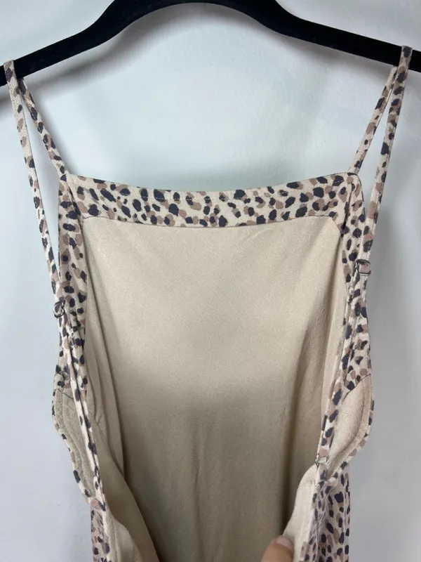 Abercrombie & Fitch Leopard Print Mini Slip Dress Brown Tan Lined Adjustable XS - Image 11