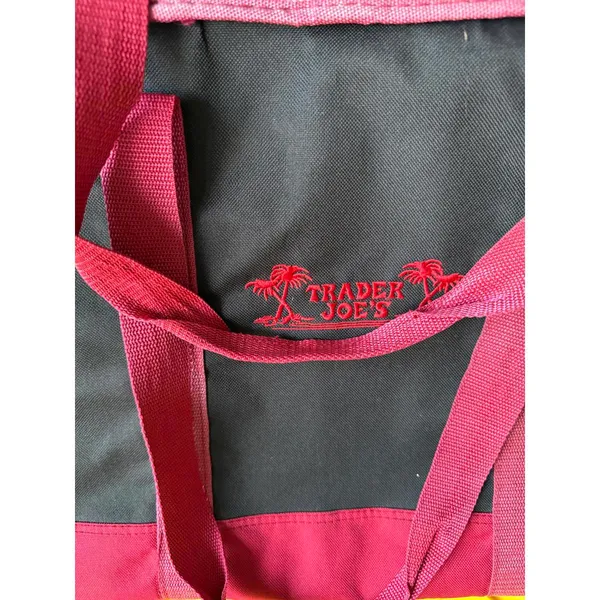 Trader Joe's Reusable Tote Bag Black and Red - Image 3