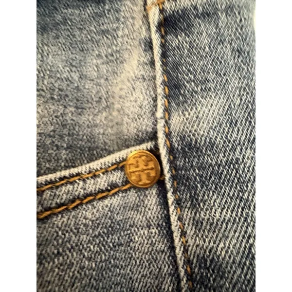 Tory Burch Womens Blue Medium Wash Coin Pocket Denim Straight Jeans SIze 27 - Image 4