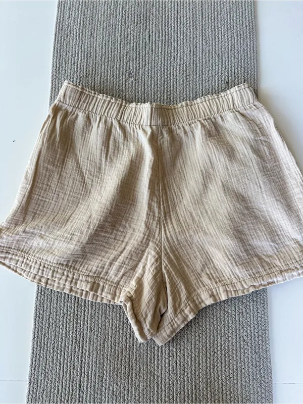 GAP Light Tan Cream Cotton Gauze Elastic Waist Shorts Size Medium - Image 6
