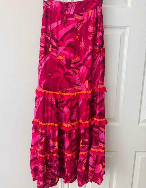Farm Rio Shirred Tiered Ruffle Maxi Skirt, Size XS - Image 5