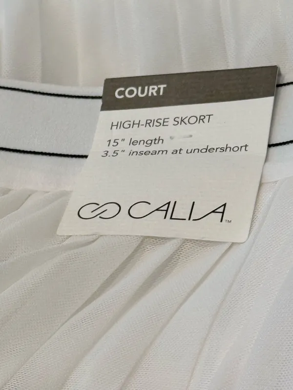 CALIA Pleated Mesh Mini Skort White Size L NEW Tennis Pickleball Sporty - Image 7