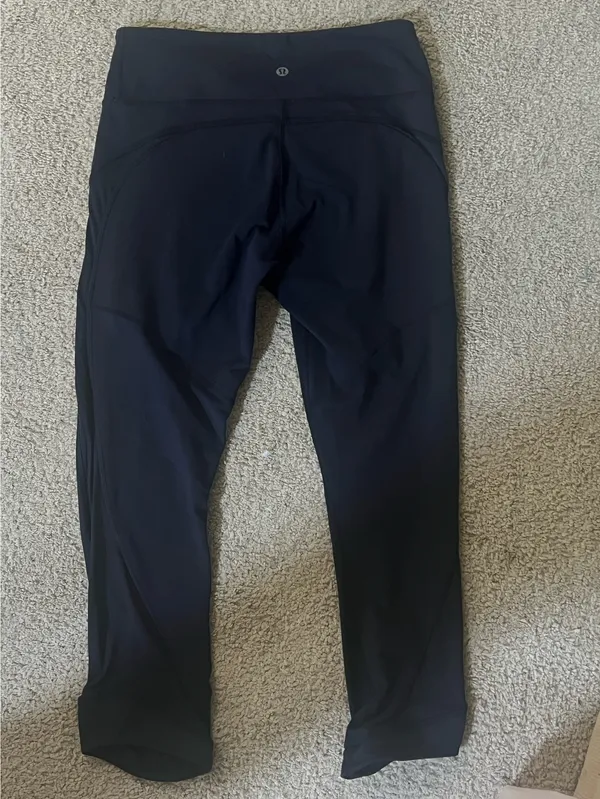 Lululemon Navy Blue Leggings with Mesh Detail - Image 2